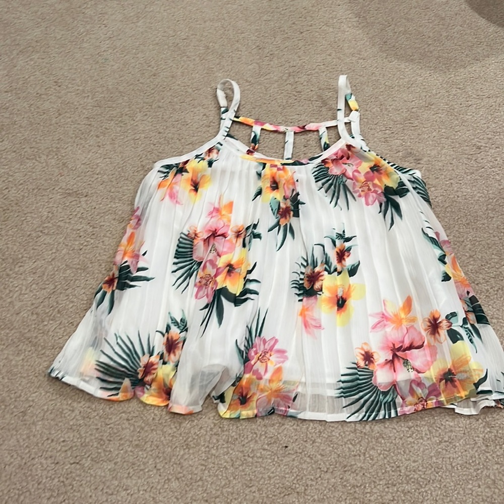 White and flower Abercrombie kids tank top
